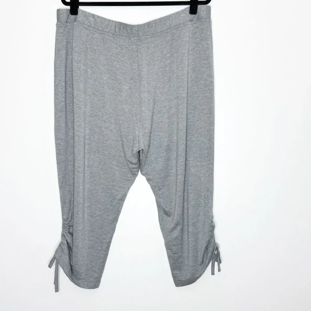 Susan Graver Weekend Ruching Tie Hem Crop Pants Women's Plus Size 1X Petite